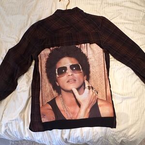 Vintage Flannel Shirt - Bruno Mars Graphic Back